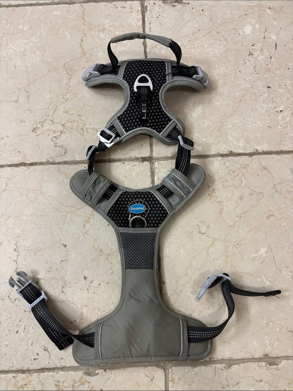 ThinkPet Gray & Black No-Pull Dog Harness with D-Ring Handle